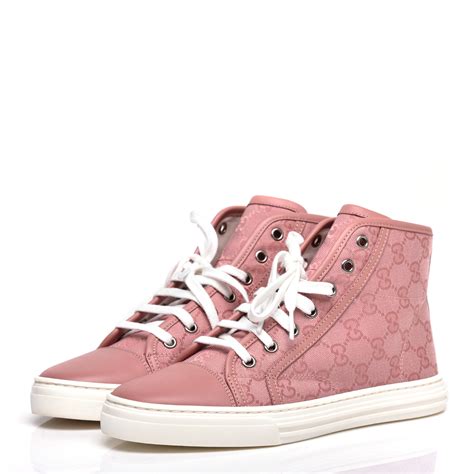 womens pink white and brown gucci sneakers|white high top Gucci sneakers.